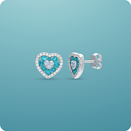 Charismatic Blue Stone Heart Silver Earrings - Valentine Collection