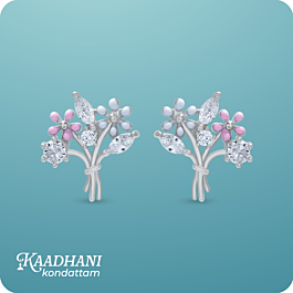 Resplendent Enamel Coat Floral Silver Earrings - Valentine Collection