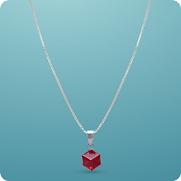Scintillating Cubic Red Stone Silver Necklace - Valentine Collection