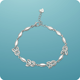 Modish Leaf Pattern Silver Bracelet - Valentine Collection