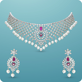 Enchanting Dancing Pearl Silver Necklace Set