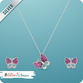 Gorgeous Butterfly Silver Necklace Set