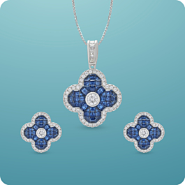 Attractive Fancy Floral Silver Pendant With Earring Set