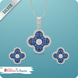 Attractive Fancy Floral Silver Pendant With Earring Set
