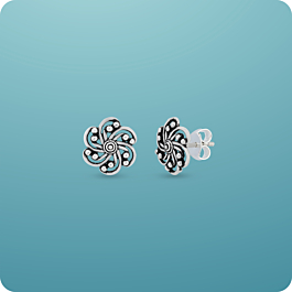 Trendy Spinning Floral Silver Earrings