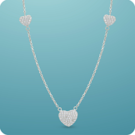 Ravishing Triple Heart Silver Necklace
