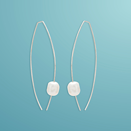 Trendy Fashionable Pearl Silver Earrings