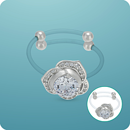Graceful Floral Fiber Design Silver Ring