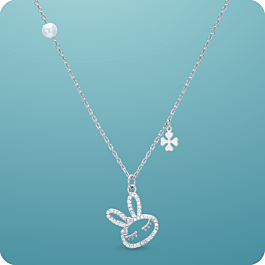 Charming Rabbit With Pearl Silver Necklace - Valentine Collection