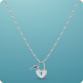 Petite Heart Lock & Key Silver Necklace - Valentine Collection