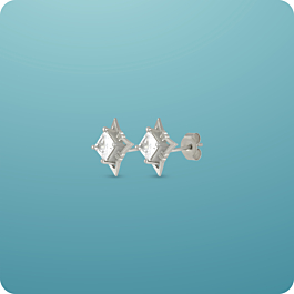Stunning Rhombic Shape Silver Earrings