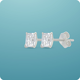 Dainty Single Stone Silver Earrings