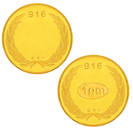 22KT 1 Gram Leaf Design Gold Coin