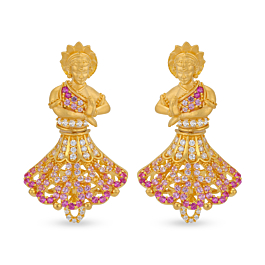 Wondrous Dancing Doll Gold Earrings
