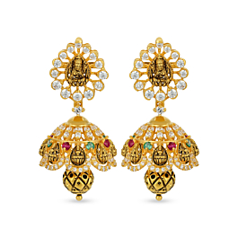 Traditional Ashtalakshmi Jhumkas Gold Earrings