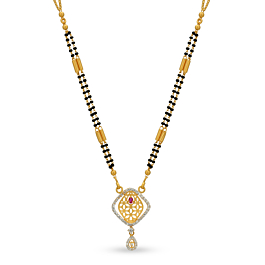 Appealing Floral with Red Stone Gold Mangalsutra