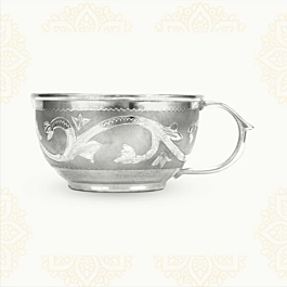Trendy Classic Floral Engraved Tea Cups Silver Articles 367A011164