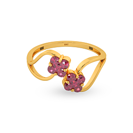 Crimson Chic Floral Gold Ring