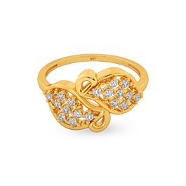 Effulgent Stoned Paisley Design Gold Ring
