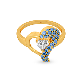Timeless Blue Stone Heartin Gold Ring