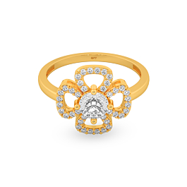 Ornate Single Stone Floral Gold Ring