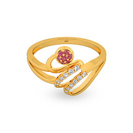 Fashion Twist Red Radiance 22KT Gold Ring