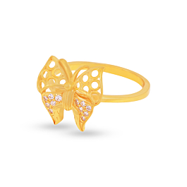 Glitzy Stoned Butterfly Gold Ring