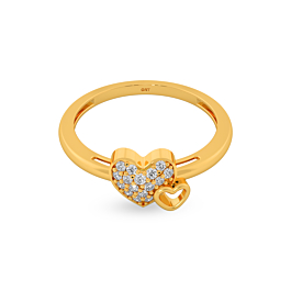 Romantic Twin Heart Gold Ring