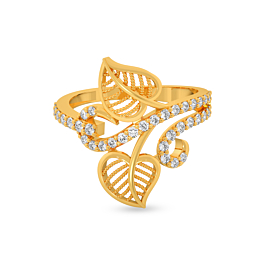 Trendy Designer Leaf Pattern Gold Ring
