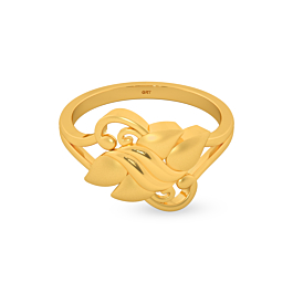 Grand Leaf Pattern Gold Rings
