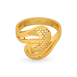 Glossy Mesh Pattern Gold Ring