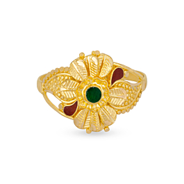 Vibrant Floral Leafy Shaped Gold Rings