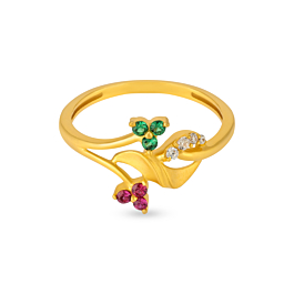 Lovely Color Floral Gold Rings
