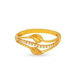 Twinkling Stone Heartin Style Gold Rings