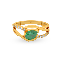 Verdant Sparkle Green Stone 22KT Gold Ring