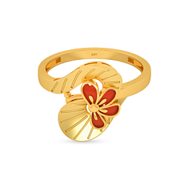 Lovely Enamel Semi Floral Gold Rings
