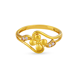 Shimmering Single Floral Gold Rings