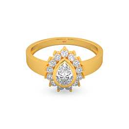 Ravishing Pear Drop Pattern Gold Ring
