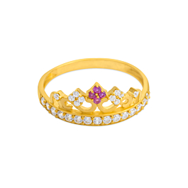 Glitzy Crown Gold Ring