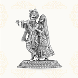 Antique Radha Krishna Silver Idol