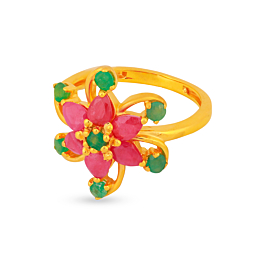 Fashionable Floral Gold Rings