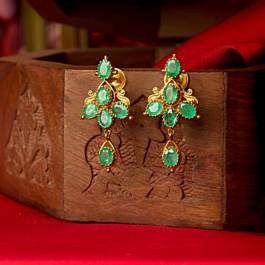 Fascinate Green Stone Gold Earrings