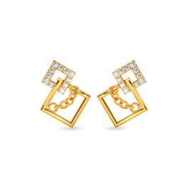 Entwined Rhombic Pattern Gold Earrings