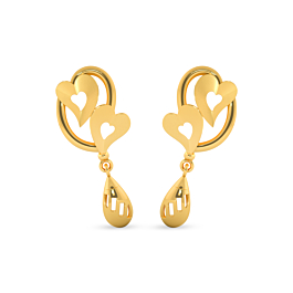 Appealing Leaning Heart Gold Earrings