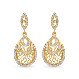 Wondrous White Stones Studded Gold Earrings