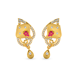 Fabulous Loops Design Pink Stone Gold Earrings