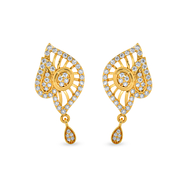 Elegant Leaf Drop Gold Earrings