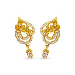Exotic Floral And Butterfly Gold Earrings