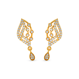 Dazzling White Stone Gold Earrings