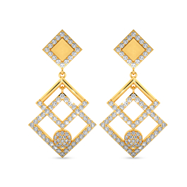 Contemporary Rhombus Design Gold Earrings